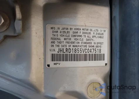 1997 Honda Cr-V from USA, damaged, VIN JHLRD1855VC047518